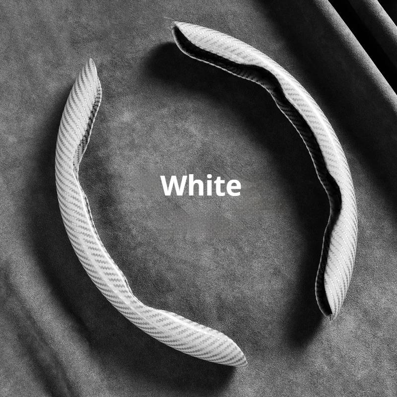 2 Halves Car Steering Wheel Cover 38cm 15inch Carbon Fiber Silicone Steering Wheel Booster Cover Auto Anti-skid Accessories