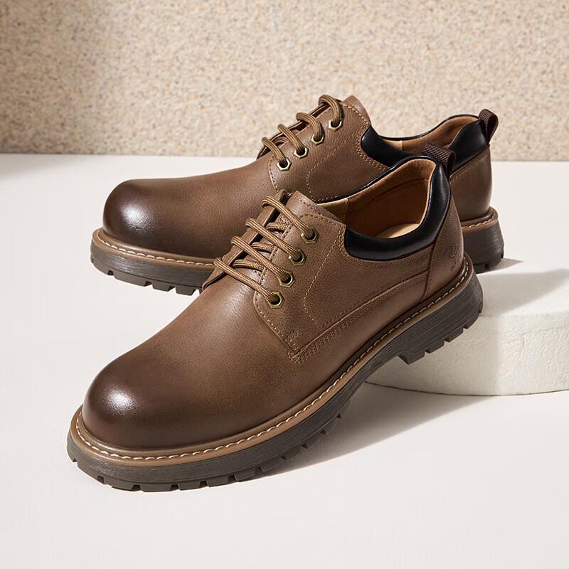 Camel Men's Retro Leather Low-Top Work Shoes