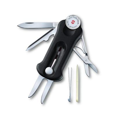 Victorinox Golf Black Golf Fork with Marker and Ball Marker Repair Equipped with a Removable Ball Sports Tool with 10 Functions Tool, Tool, Marker,