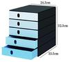 styro Val Pro Letter Case, 5-Tier, A4 Compatible, Blue, Swiss Made, Document Tray, with Labels