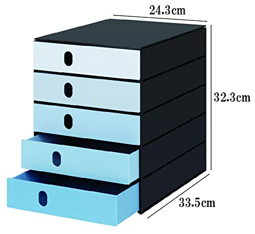 styro Val Pro Letter Case, 5-Tier, A4 Compatible, Blue, Swiss Made, Document Tray, with Labels