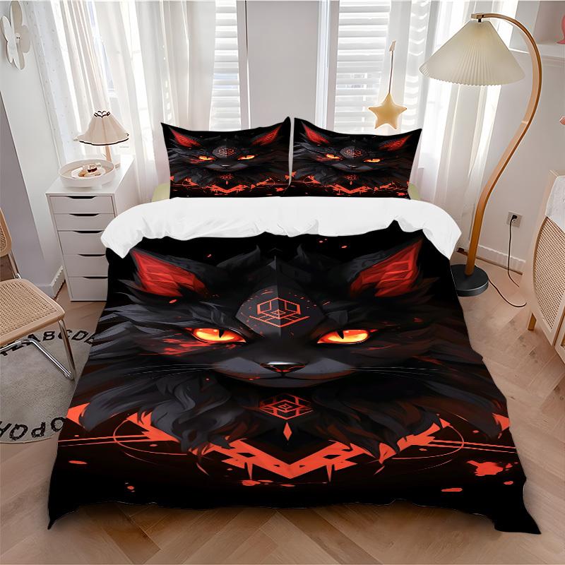 

3pcs bedding set Feline Mystic Includes 1 Comforter + 2 Pillowcases, Without Pillow Inserts, Soft Comfortable, Lightweight Breathable095 135x200cm
