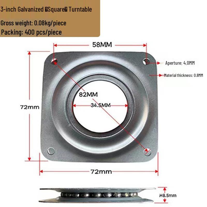 Galvanized Rotating Iron Turntable Stand - Square & Round Display Plate