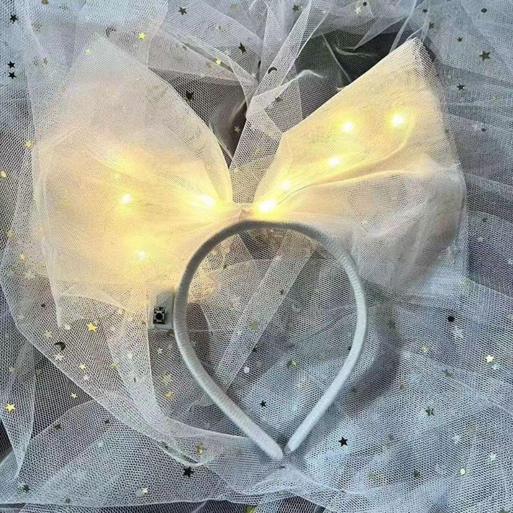 New Year Decoration Glowing Hair Band Bowknot LED Bow Headband Cosplay Costume Accessories   Men