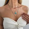 Sweet Ins Metal Oil Drop Flower Necklace, Fashion Colorful Crystal Chain Clavicle Chain For Women
