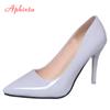 Aphixta 12cm Office Thin Heels Pumps Women Shoes Pointed Toe Patent Leather Wedding Dress Shoes Woman Chaussures Femme