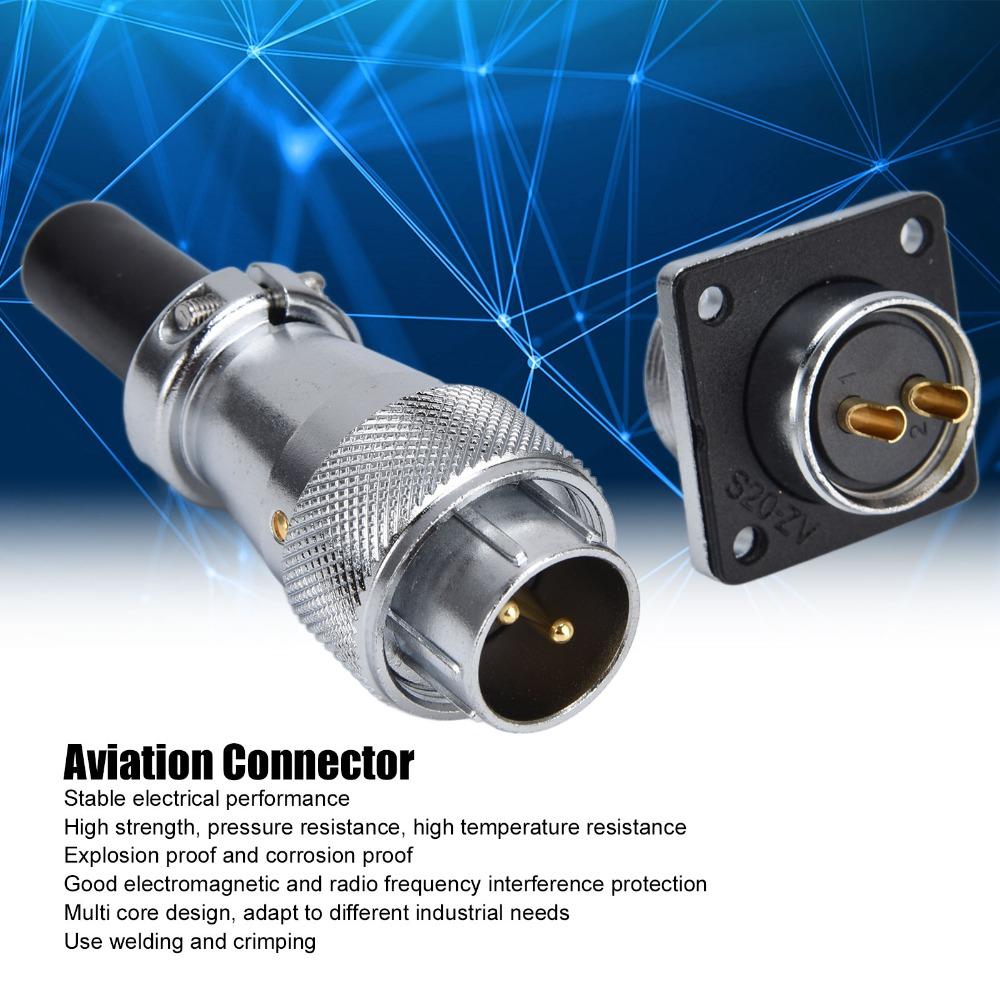 WS20 2 Pins Plug Socket Waterproof Panel Mount Connector Aviation Connector  Wiring Connecting