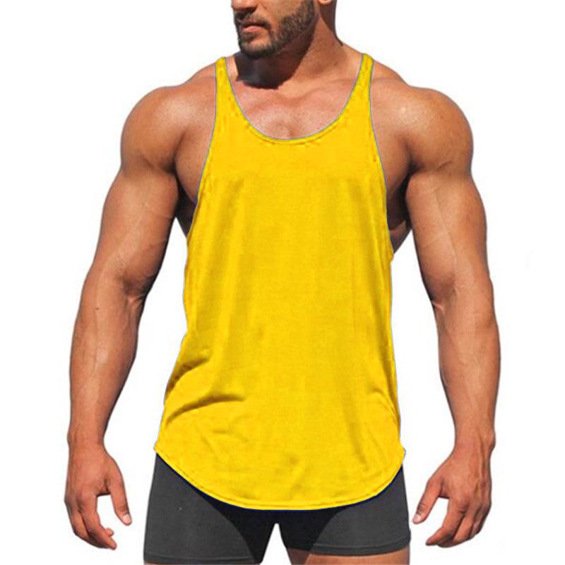 Solid Color Men's Sports Tank Top – Pure Cotton, Y-Back Thin Strap for Bodybuilding Fitness