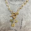 1PC Retro Boho Cross Pendant Necklace Chunky Statement Pendant Necklace for Women Unique Silvery Golden Chain Necklace Religious Christian Cross