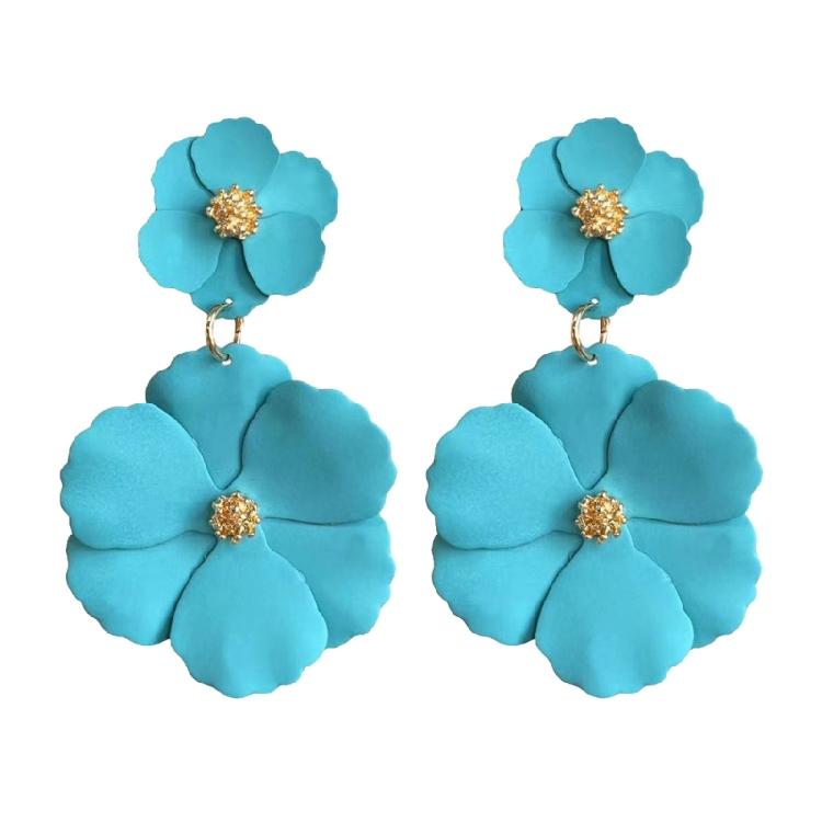 Eye Catching Woman Studs Earrings Flower Pendant Earrings Colorful Ear Jewelry Iron Texture for Matching Fashion Outfits