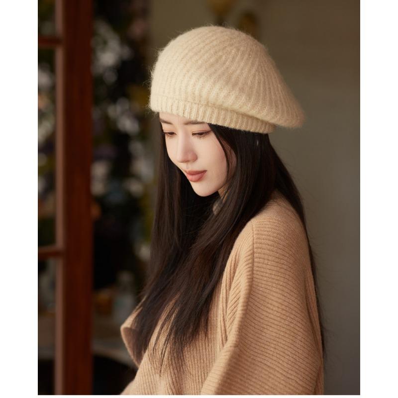 Autumn and Winter Hats, Children's Knitted Warm Woolen Hats, Solid Color Berets