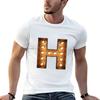 H Initial Neon Light TShirt Work Utility Short Sleeve Shirt