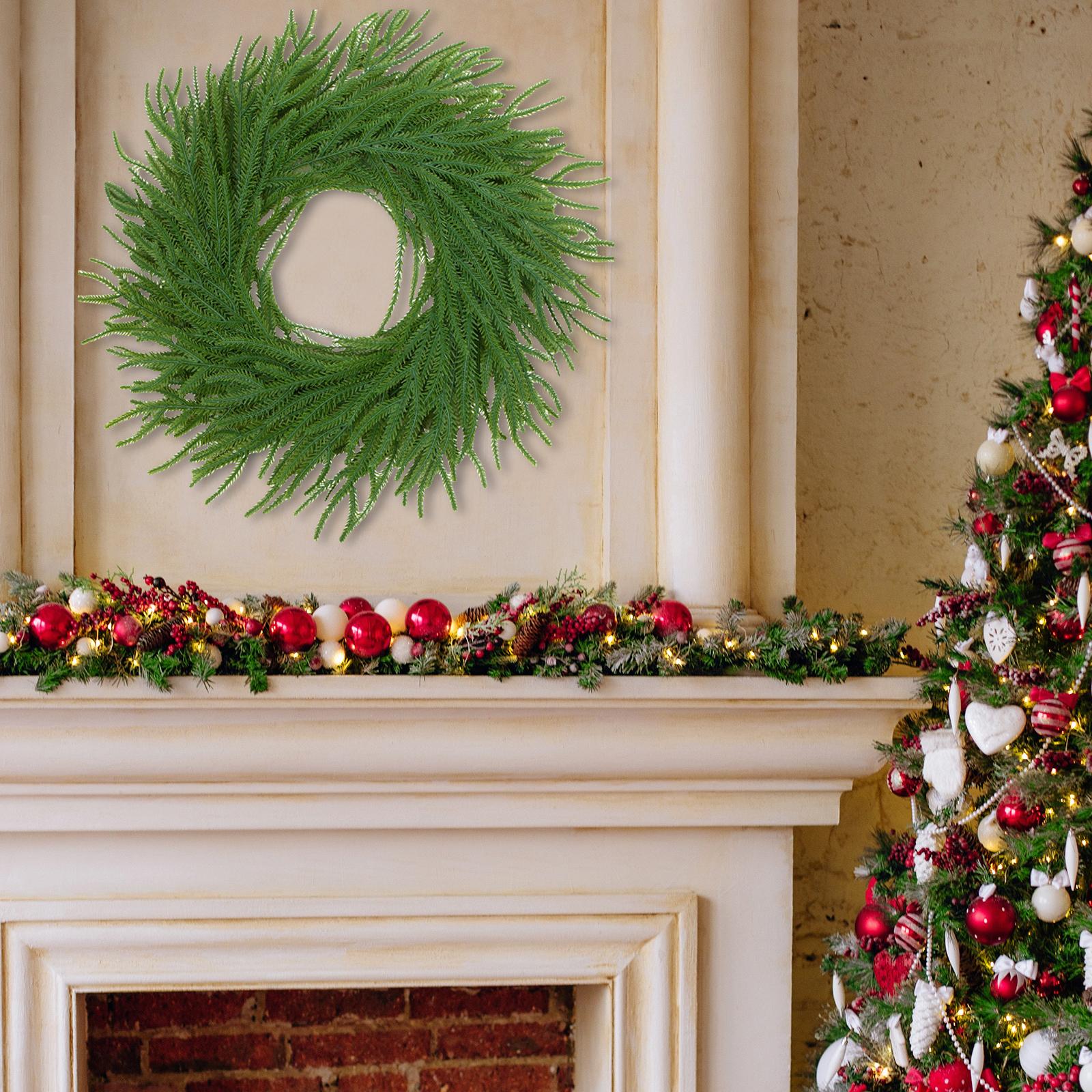 

23.62in Christmas Pine Wreath Artificial Plants Green Wreath Real Touch Artificial Greenery Wreath for Home Wall Windows Outdoor China Mainland