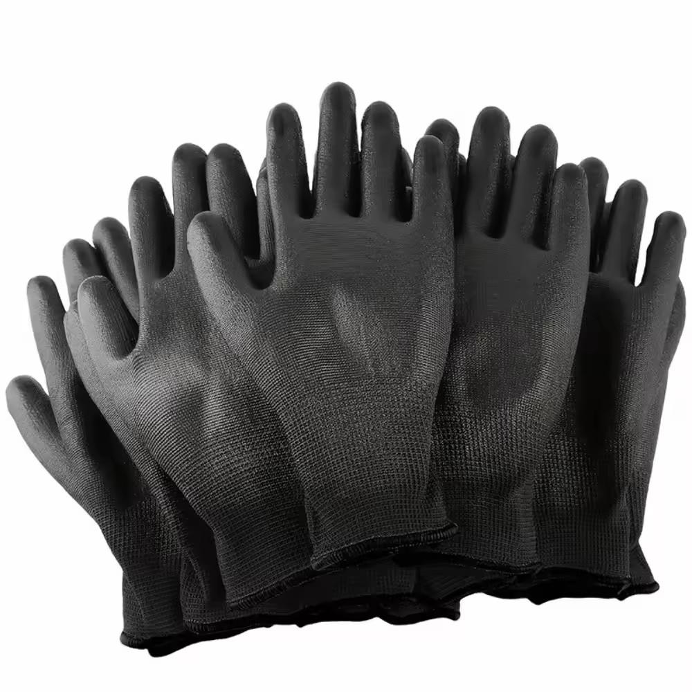 12 Pairs of Anti-static PU Work Gloves Neutral Safe Anti Slip Breathable Durable Coating Nylon Gloves Camping Lock Edge