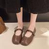 2025 new spring and autumn rivet fairy wind word with Mary Jane small leather shoes temperament versatile low heel