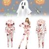 Jumpsuit Halloween Women Bloodstain Printing Leotard Party Show Clothes Cosplay