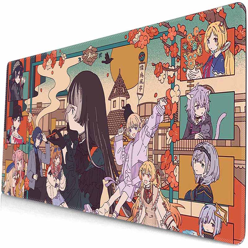 Gamer Large Mouse Pad Kawii Virtual Idol Rubber Mouse Mat Anime Girls J_Juufuutei R_Raden HD Mousepad Non-Slip Keyboard Pad