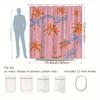 1Pc Tropical Palm Tree Bow Pattern Shower Curtain, Pink Background Floral Plant Print Design, Bathroom Decor, Polyester Fabric