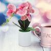 Lekka Przenośna Realistyczna Sztuczna Orchidea Roślina Doniczkowa na Biurko Sztuczna Aranżacja Orchidei Sztuczny Kwiat na Stół Dom