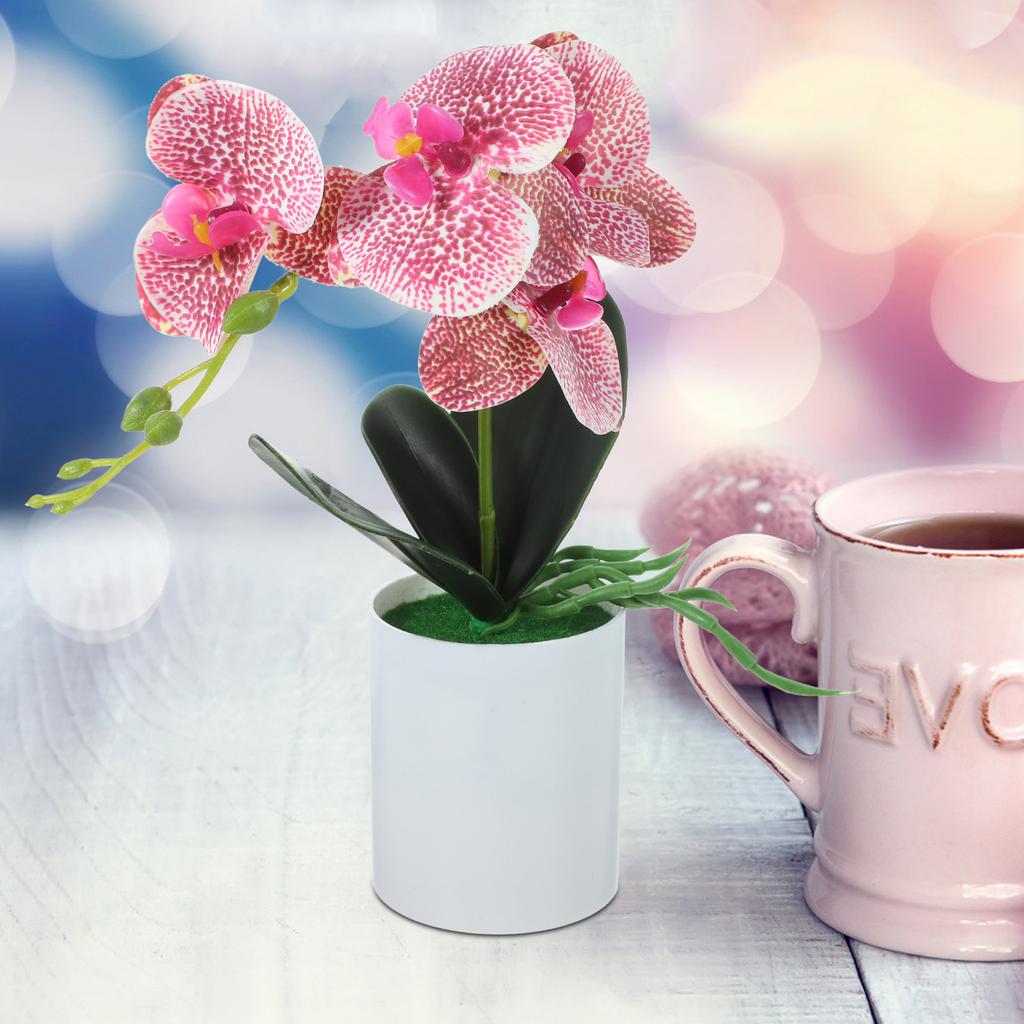 Lekka Przenośna Realistyczna Sztuczna Orchidea Roślina Doniczkowa na Biurko Sztuczna Aranżacja Orchidei Sztuczny Kwiat na Stół Dom