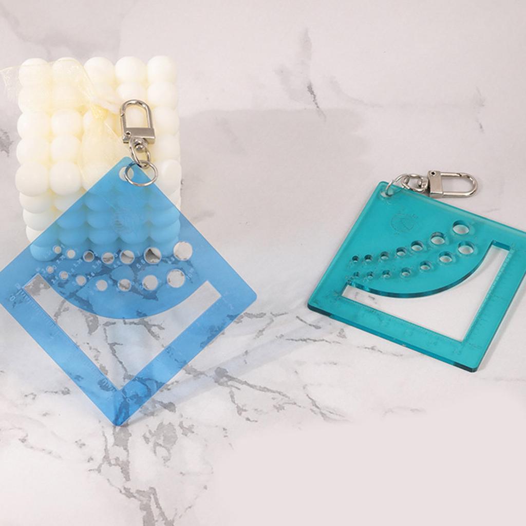 Rigla de măsurare a acului de tricotat din acrilice pentru pulover, cusut, artizanat, instrument de măsurare a acului de tricotat, cu breloc pentru carabinier