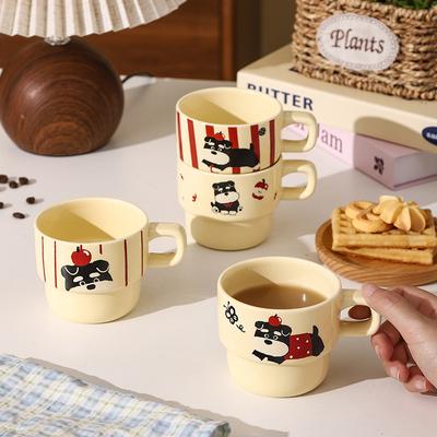 Schnauzer Stacked Cup Cute Ceramic Cup Coffee Cup High Value Mug Household Drinking Cup Breakfast Cup