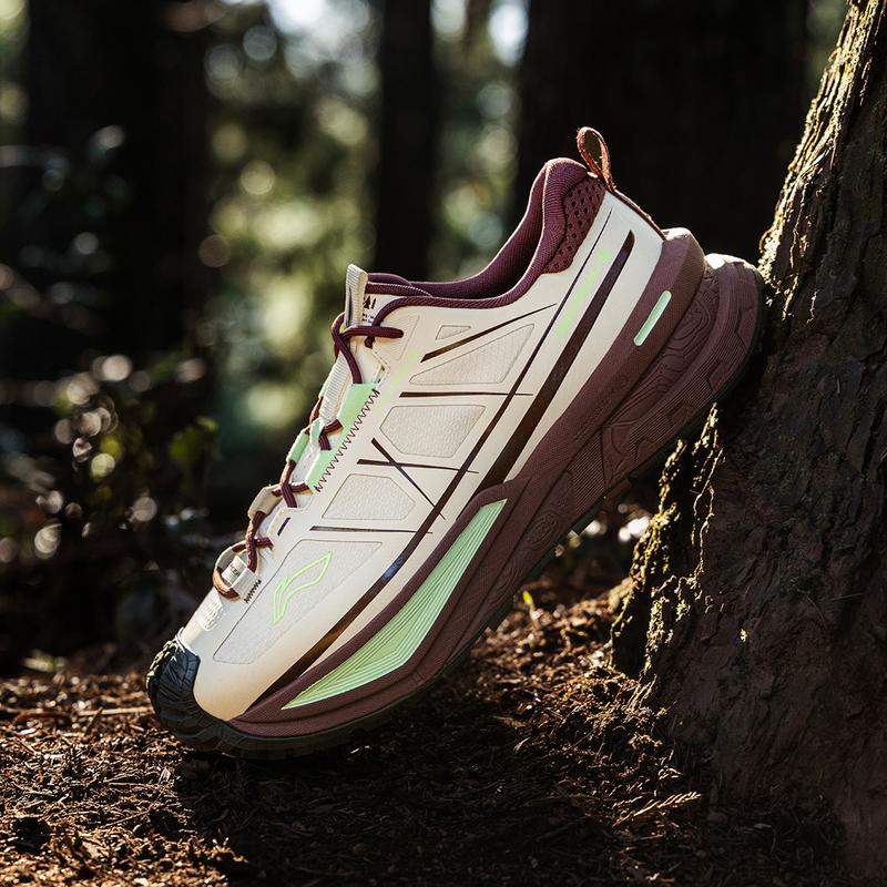 Li Ning CF Su Xing Chuan SE Langlebig Leicht Wasserdicht Rutschfest Low-Top Outdoor Wanderschuhe Unisex Wanderschuhe Weiß Grün Lila AHTV015-3