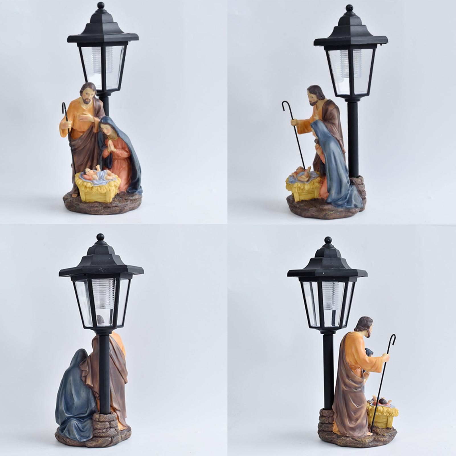 Outdoor Nativity Scene Solar Lanterns Ornament Jesus Garden Lanterns Solar Powered Lights Nativity Scene Ambient Lighting Decor CN