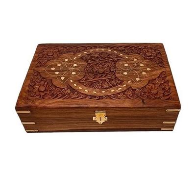 Wooden Jewellery Box Ornament Storage for Women Girls Big Decorative Box for Gold Jewellery Intricate Carvings Ideal Gift Item
