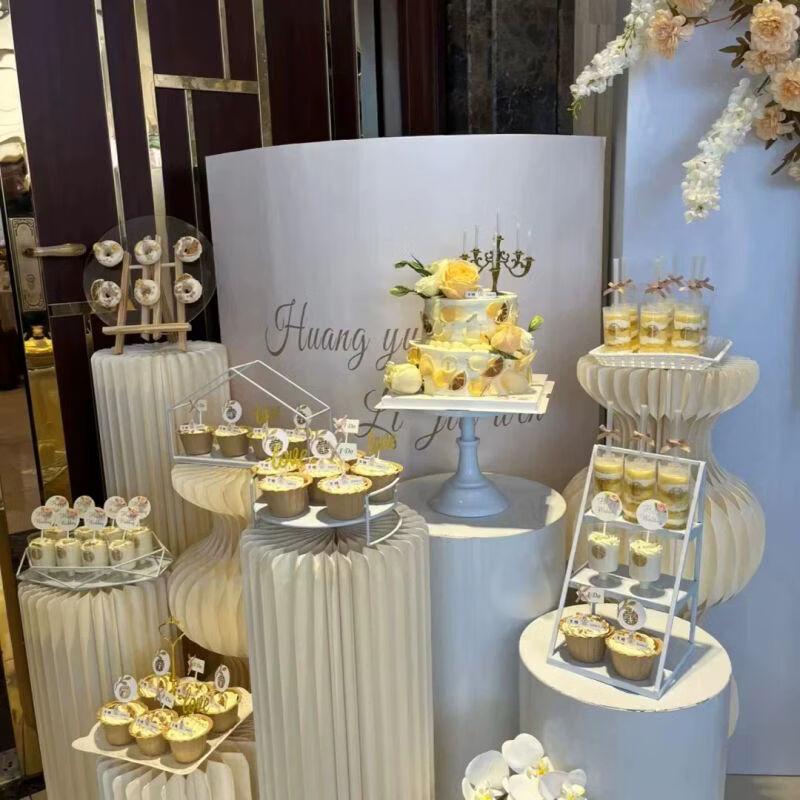 Elegant White Iron Art Dessert & Cake Display Stand Sets