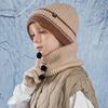 3Pcs Children Winter Hat Neck Warmer Gloves Set Fleece Lining Kids Beanie Scarf Suit Outdoor Child Cap for Girls Boys 4-10Y