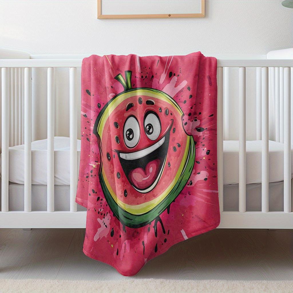 Modern watermelon fruit pattern Flannel printed blanket suitable for all seasons suitable for living room office sofa and travel