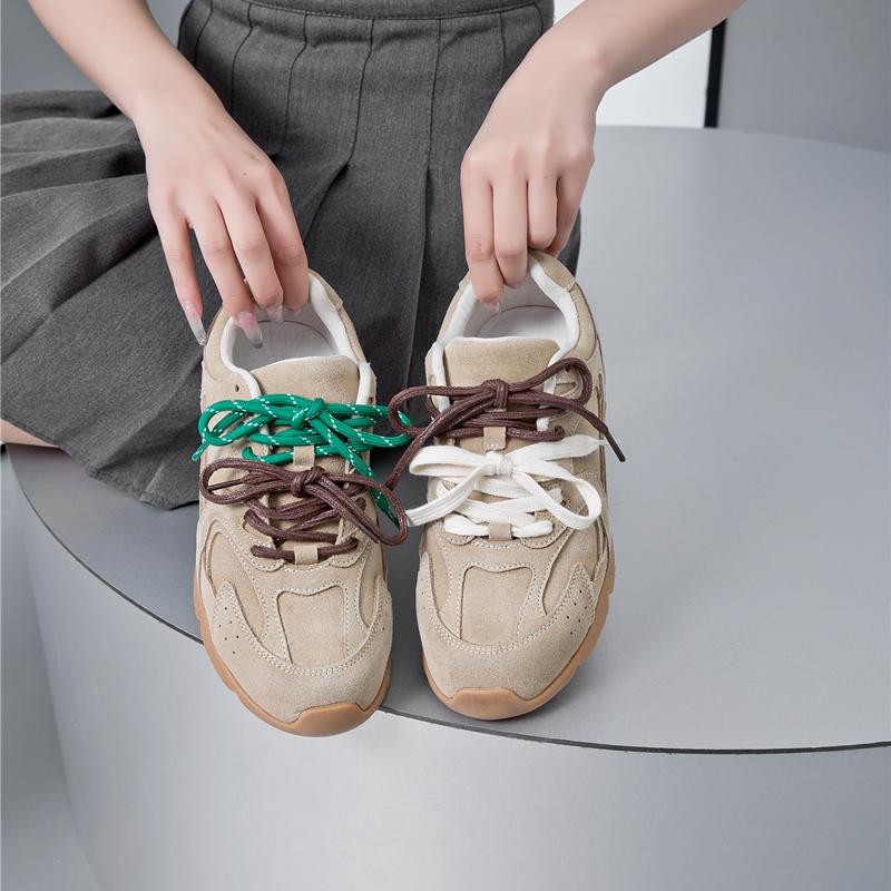 Women's Sneakers Non-slip German Training Shoes for Women Flat Large-size Genuine Leather Running Female Shoes