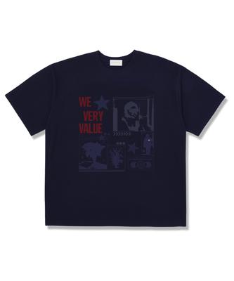 Wibelibellyu Very Daily Oversized Short Sleeve T-Shirt Navy