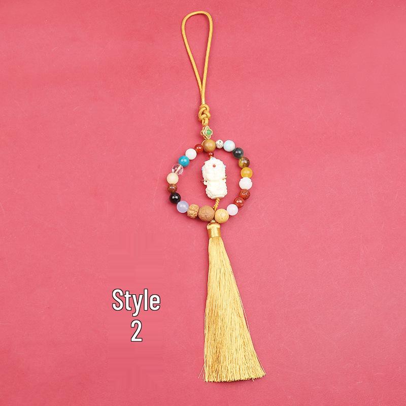 Eighteen-Seed Car Pendant: Safe Travel Charm, Bodhi Bead Ornament, Premium Temple Decoration.