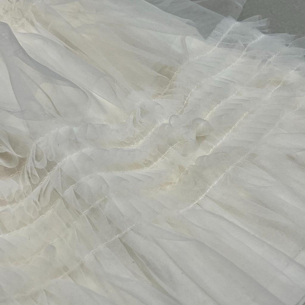 Korean MORE THAN YESTERD*Y Winter 25 Mesh Cake Lace Skirt