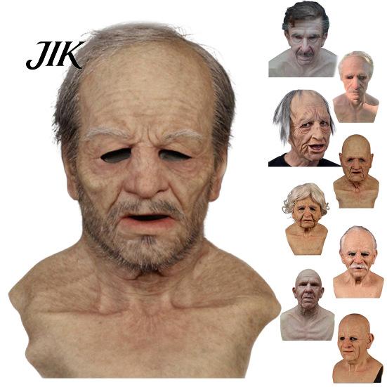 Unique Halloween Cosplay Prop Old Man Masque for Adults Realistic Latex Elderly Human Full Head Horror Game Cover with Lifelike Wrinkle Masquerade