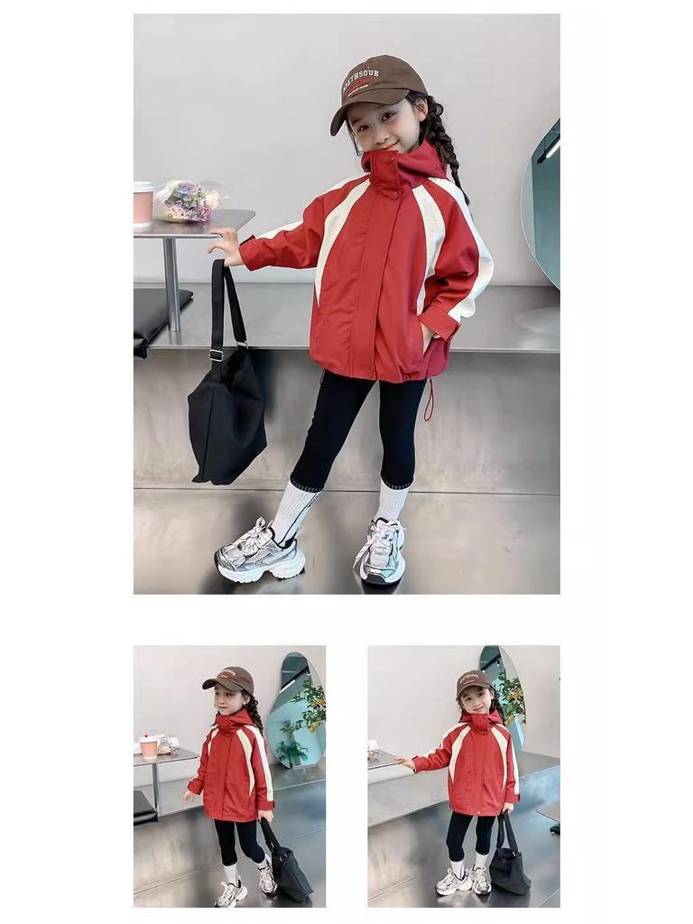 Girls' Hooded Autumn Windbreaker – Korean Style Casual Jacket for Children