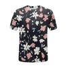 Kurzärmliges T-Shirt mit Rundhalsausschnitt für Damen, modisches T-Shirt mit Blumendruck, lässiges Oberteil, schulterlanges Kurzarmoberteil