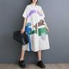 Summer Loose Plus Print Patchwork Casual Short Sleeved Dress