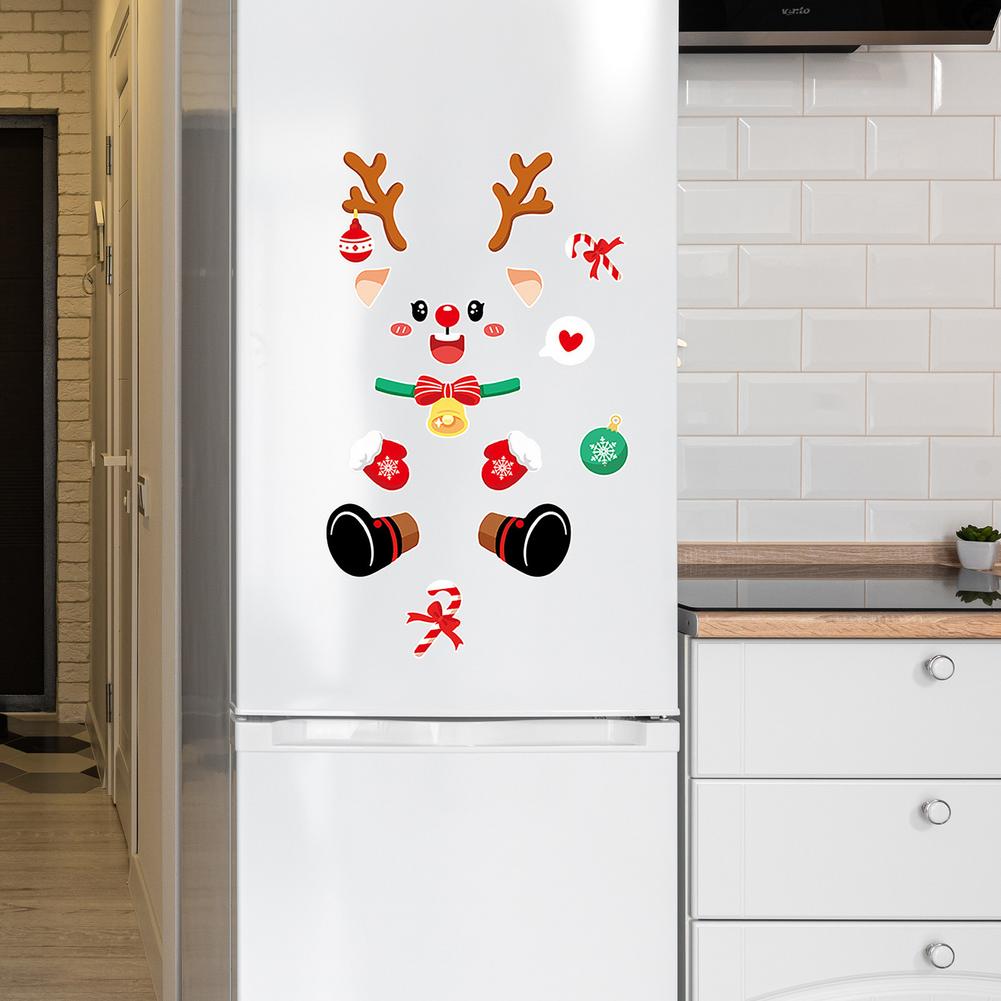 Kreatywne Świąteczne Magnesy na Lodówkę Bałwan Naklejki na Lodówkę DIY Świąteczne Naklejki Magnetyczne Drzewko/Łoś/Mikołaj Naklejki Magnetyczne C