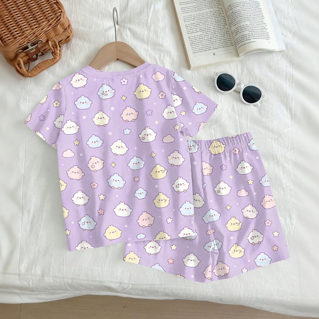 Kids Casual Short Sleeve Top and Shorts Set Lightweight Comfortable Soft Fabric Animal Print Summer Outfit for Boys and Girls