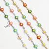 1Meter 7mm Stainless Steel Chain Enamel Daisy Flower KC Gold Color Beaded Chains for DIY Jewelry Making Necklace Bracelet