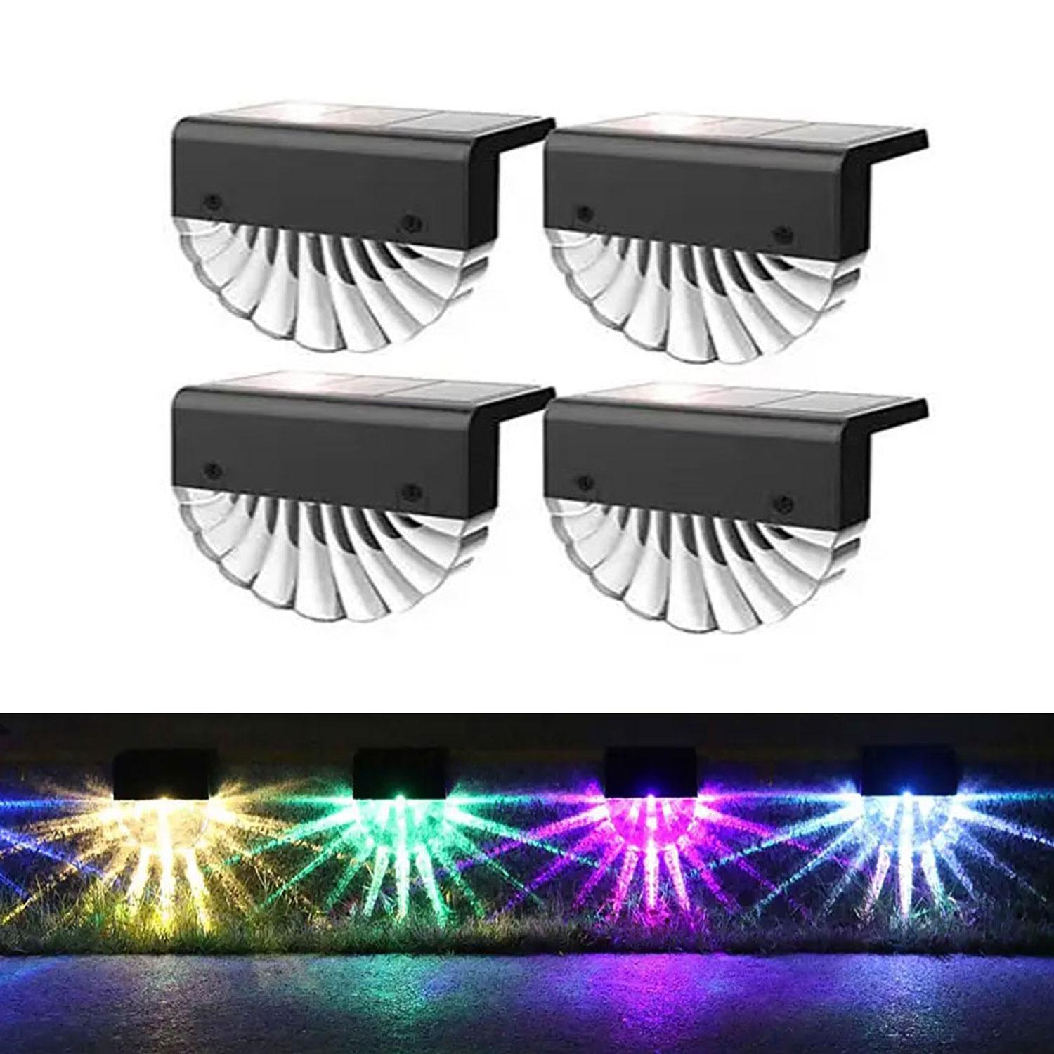 

Сонячні ліхтарі для паркану, вуличні, водонепроникні, кольорове світіння та тепле біле, акрилові світлодіодні, на сонячних батареях, ковпачки на стовпи для тераси, двору, декоративні лампи