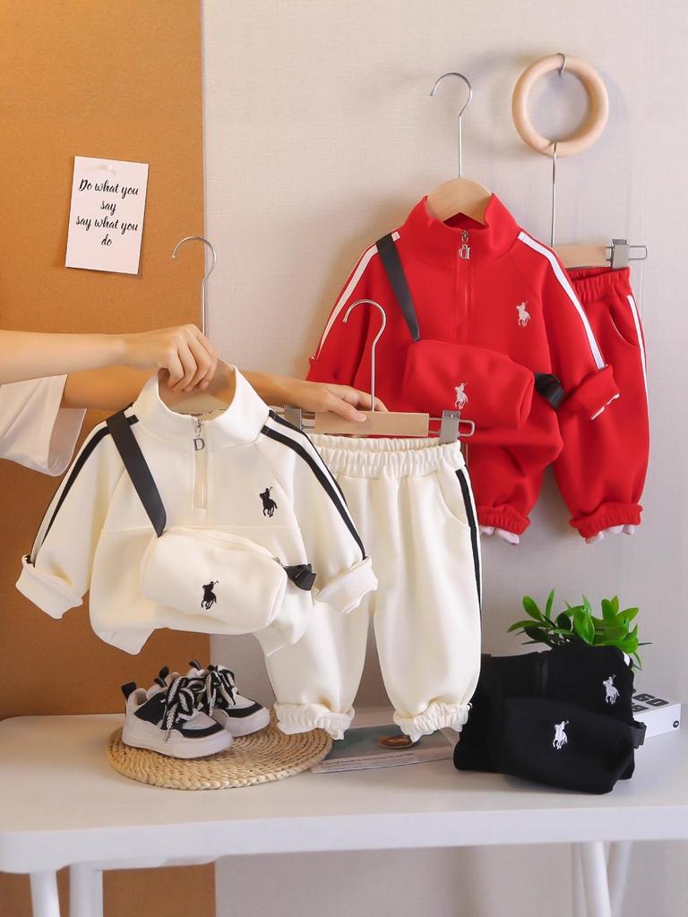 2025 Spring Unisex Kids' Trendy Hoodie & Sweatshirt Set - Cool Korean Casual Sports Style