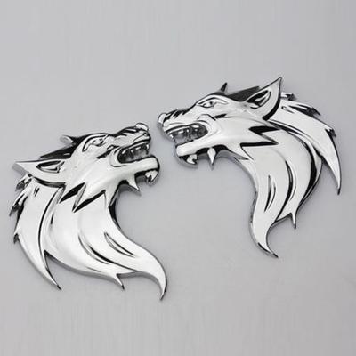 2PCS Wolf Wolverene Kopf 100% 3D Metall Auto Auto Motorrad Logo Emblem Abzeichen Aufkleber Auto-Styling