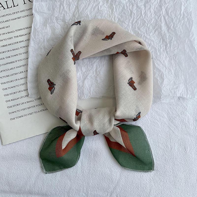 Korean Style Silk Scarf: Women's Letter Print Neck Scarf, Square Hair Tie, or Headband