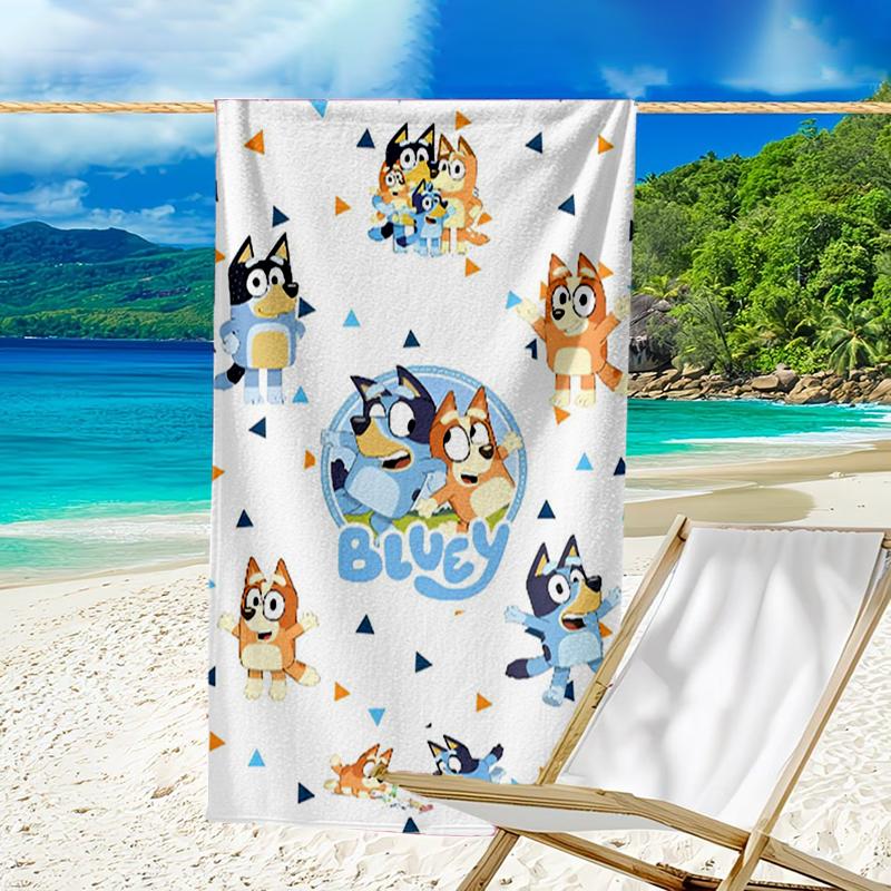 Ultra-Soft Beach Towel with Bluey Theme,Ideal for Pool - Camping, Diving - Perfect Travel Essential, Vibrant Beach Towel.