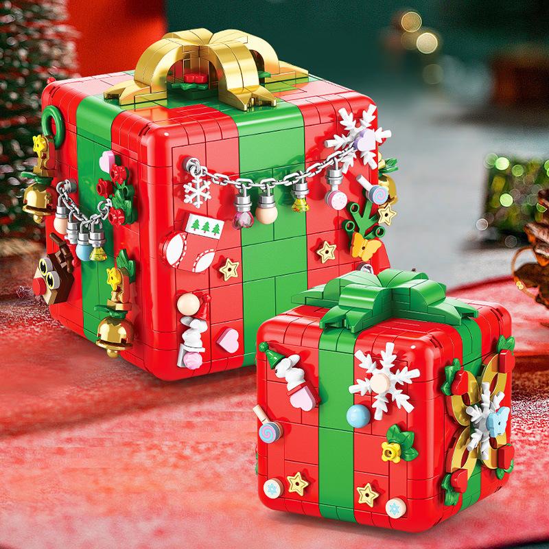 Compatible with Christmas Organ Box Santa Claus Building Block Toy Puzzle Assembly Men and Women Gifts