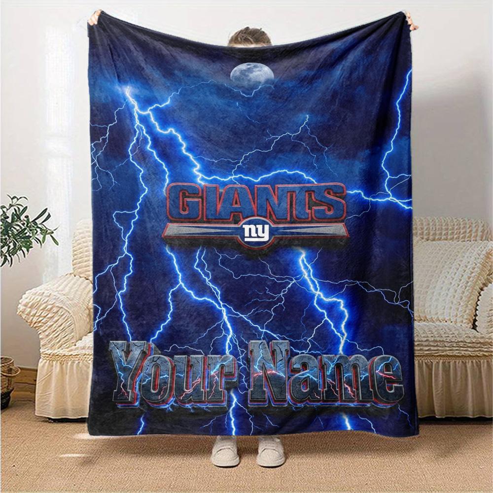 Name Custom New York Giants Print Flannel Blanket High Quality Warm Comfortable Cover for All Seasons Perfect for Gifts Home Decor